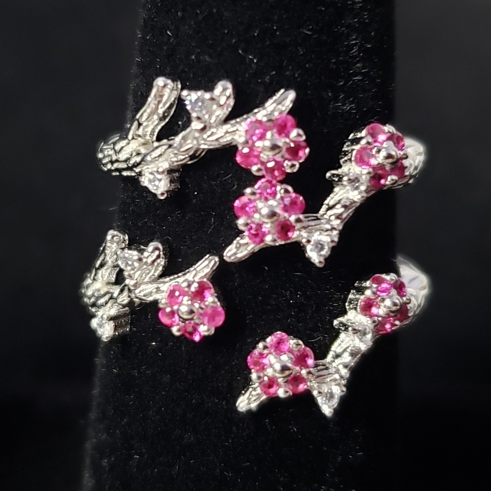 925 Silver Cherry Blossom Flower Branch Sizeable - Picture 4 of 8